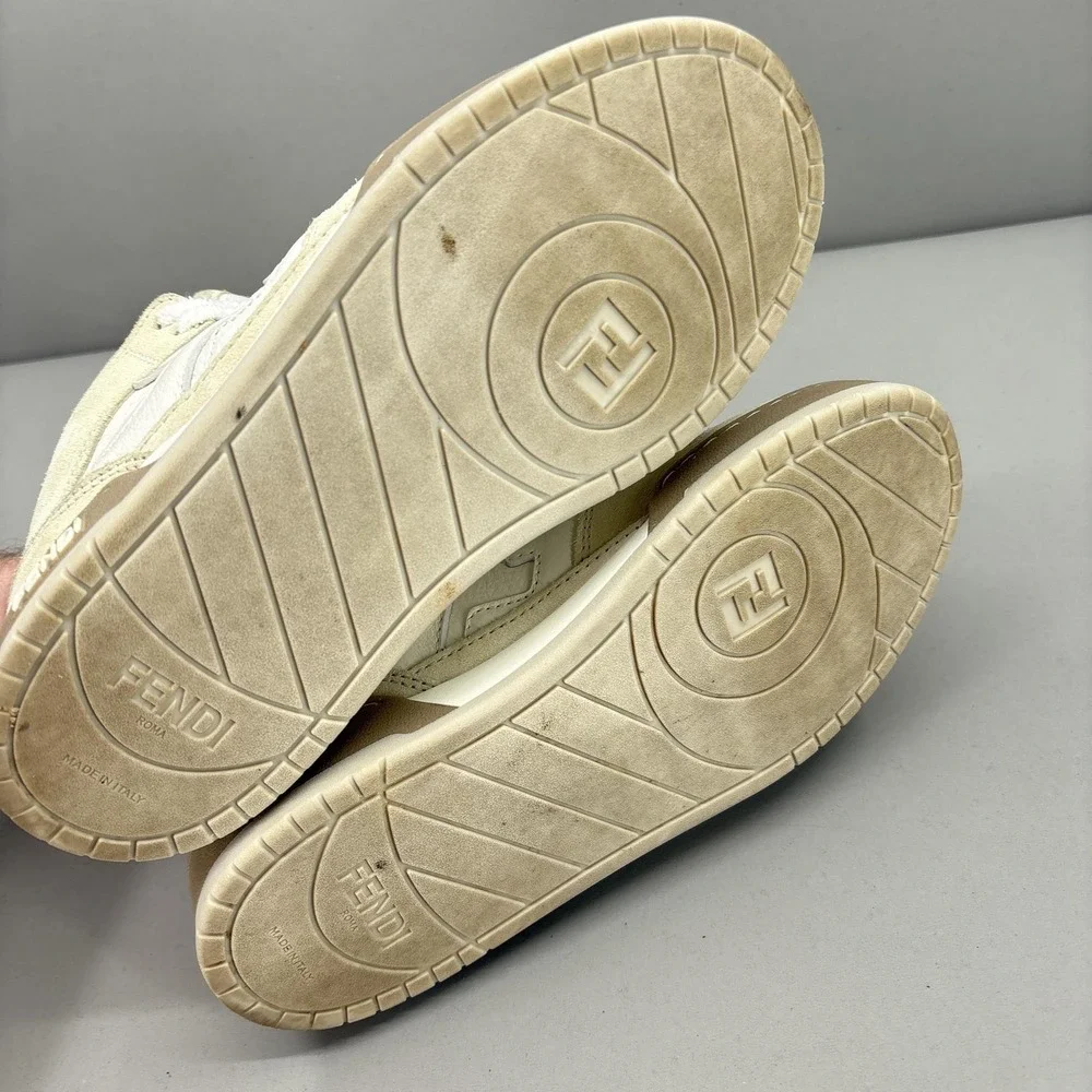 Fendi Shoes Sneakers Womens Size 6 Beige Cream Match High Top Made Italy 8E8358 - Picture 16 of 16